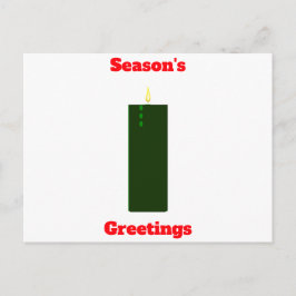 Season's Greetings Grönt Candle Postcard Vykort