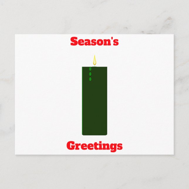 Season's Greetings Grönt Candle Postcard Vykort (Framsida)