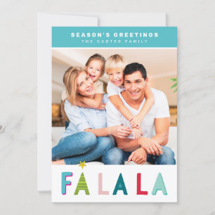 SEASON'S GREETINGS helgdag falala typography aqua Julkort