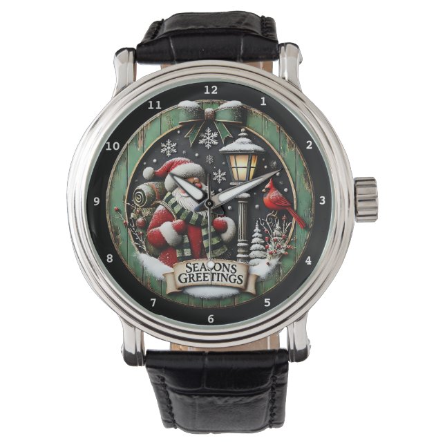 Seasons Greetings Santa Cardinal  Armbandsur (Framsida)