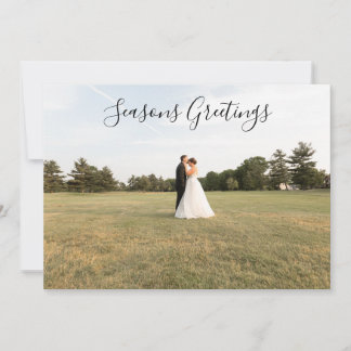 Seasons Greetings Script Photo Card Julkort