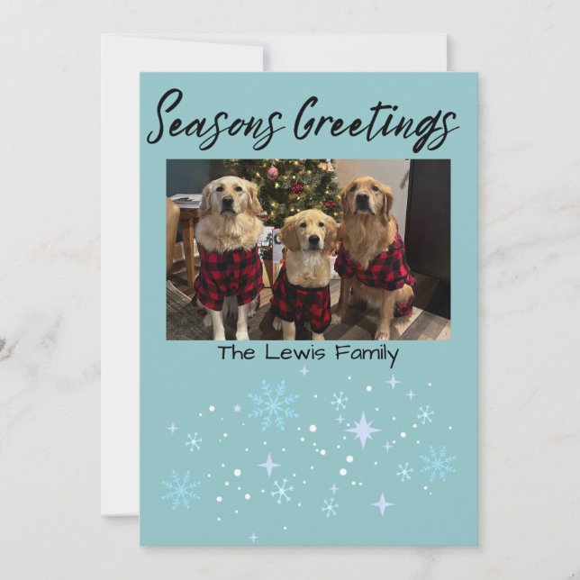 Seasons Greetings Snowflake Photo Card Julkort (Framsida)