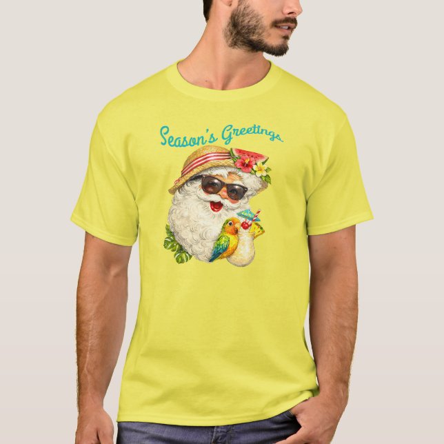 Season's Greetings - Summer Santa T Shirt (Framsida)