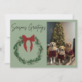 Seasons Greetings Wreath Photo Card Julkort