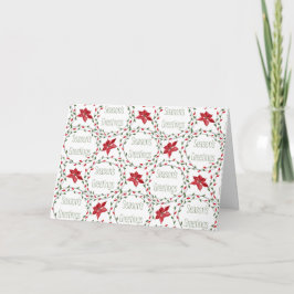 Season's Greetings wreath red green white Helgkort