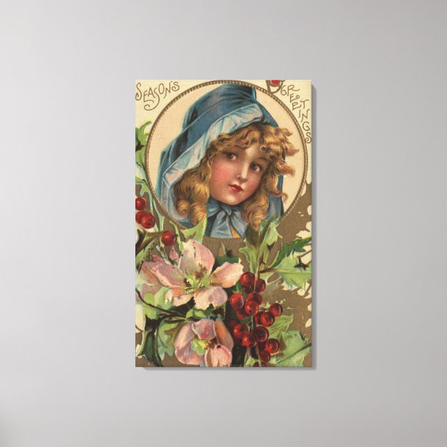 Seasons GreetingsGirl i en Huva Canvastryck (Framsida)