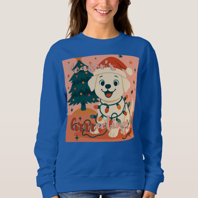 Season's Grrreetings! Funny Santa Dog T Shirt (Framsida)