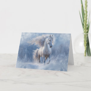 Seasons Hälsning Land Horse i Snö Wavey Mane Helgkort
