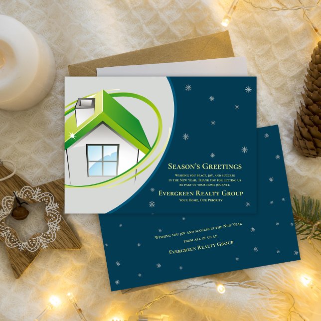 Season's Hälsning Real Gods Realtor Business Ho Julkort (Season’s Greetings Real Estate Realtor Business Ho Holiday Card)