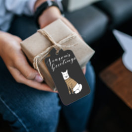 Seasons Hälsning Varg Black Juletiketters Presentetikett