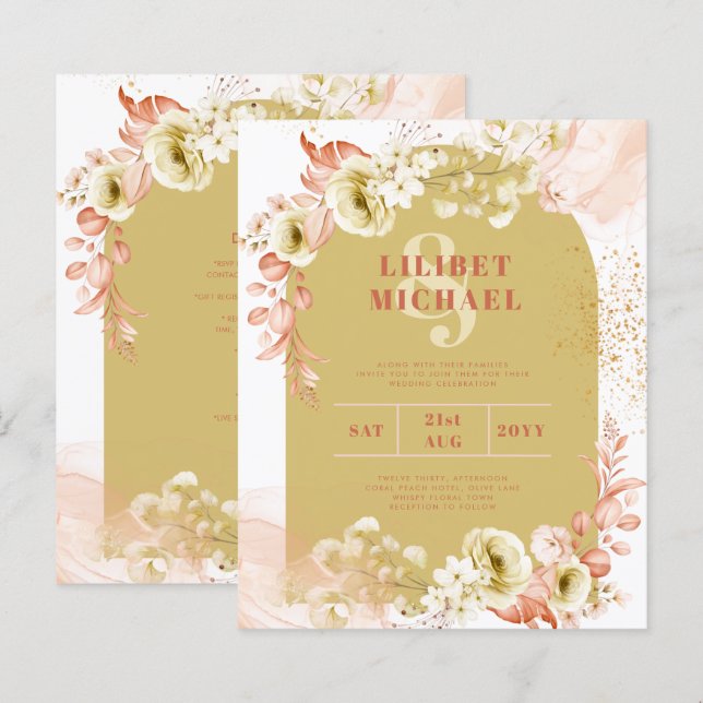 Seasons sjunker Earthen Mix Boho Blommigt Bröllop (Fram/baksida)