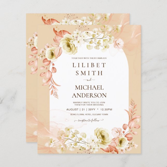 Seasons sjunker Earthen Mix Boho Blommigt Bröllop (Fram/baksida)