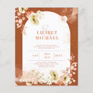Seasons sjunker Earthen Mix Boho Blommigt Bröllop Flygblad