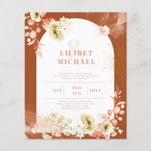 Seasons sjunker Earthen Mix Boho Blommigt Bröllop Flygblad (Framsidan)