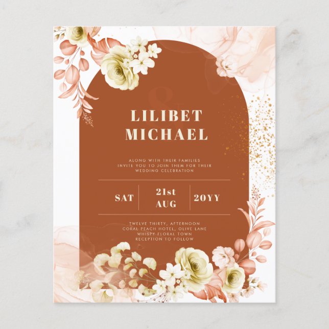 Seasons sjunker Earthen Mix Boho Blommigt Bröllop Flygblad (Framsidan)