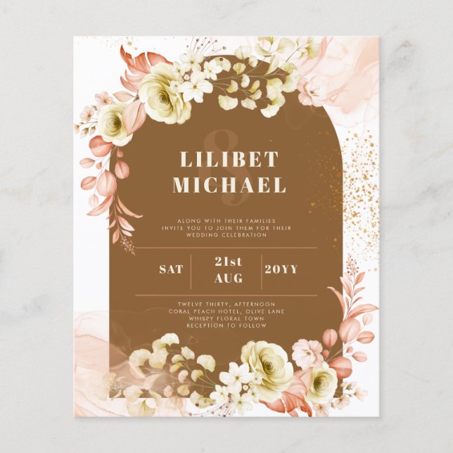 Seasons sjunker Earthen Mix Boho Blommigt Bröllop Flygblad (Framsidan)