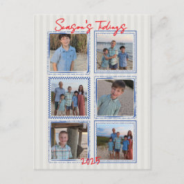 Season's Tidings Coastal jul Photo Postcard Vykort