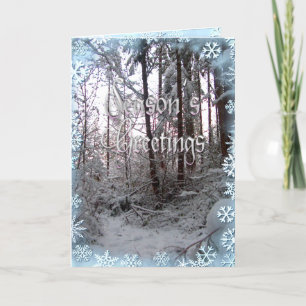 SEASONS VÄXTER SNÖ SCENE AV SHARON SHARPE HELGKORT