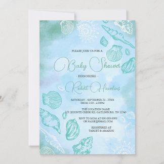 Seasslor under Sea Ocean Baby Shower Inbjudningar