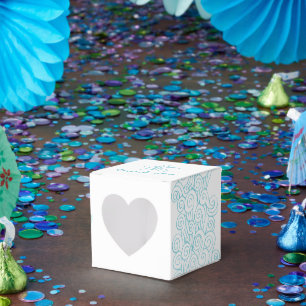 Seastar swirl aqua white bröllopsbox presentaskar