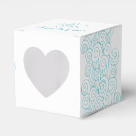 Seastar swirl aqua white bröllopsbox presentaskar