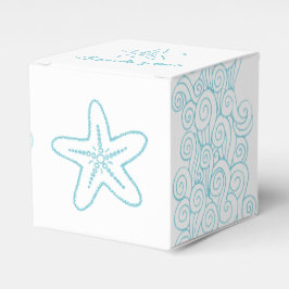 Seastar swirl aqua white bröllopsbox presentaskar