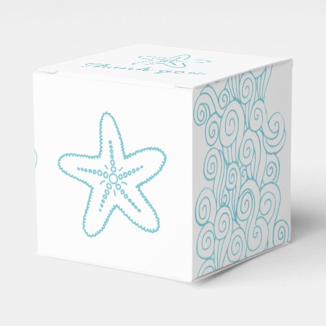 Seastar swirl aqua white bröllopsbox presentaskar (Framsidan Sidan)