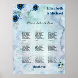 SEATCHART - Dusty Blue-Blommigt Poster