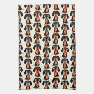 Seated Dachshund Kitchen Towels Kökshandduk