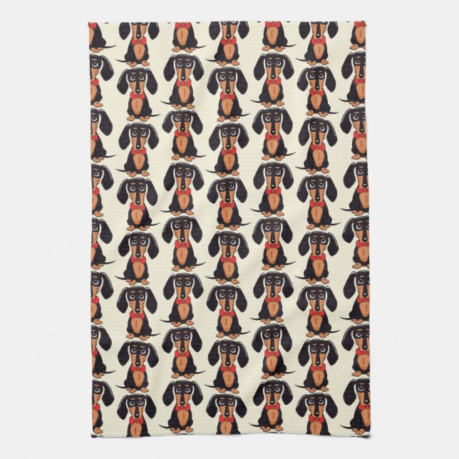 Seated Dachshund Kitchen Towels Kökshandduk (Vertikal)