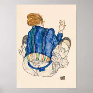Seated Woman, Back View (1917) av Egon Schiele. Poster