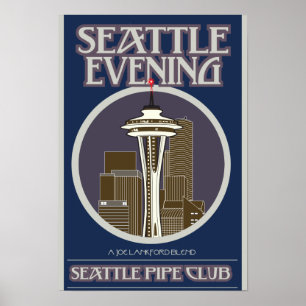 Seattle aftontryck poster