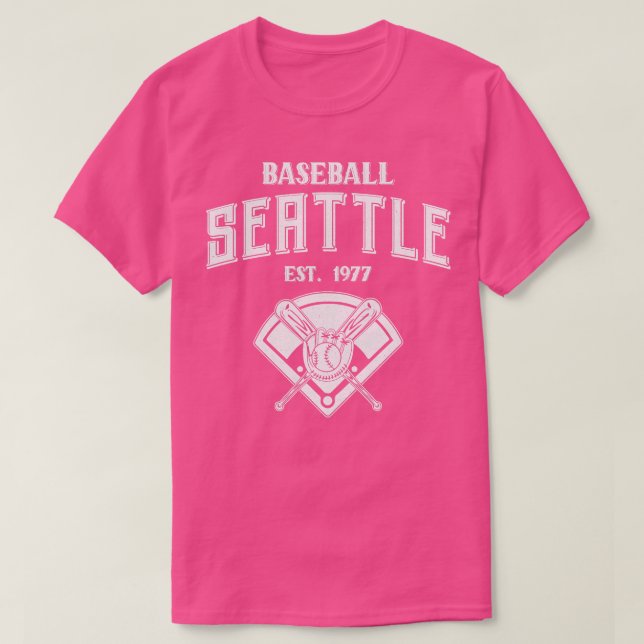 Seattle Baseball Est 1977 Vintage Vittext T Shirt (Design framsida)