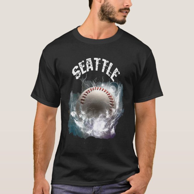 Seattle Baseball Retro T Shirt (Framsida)