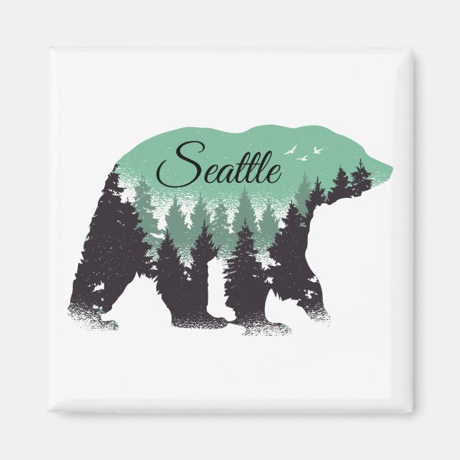 Seattle Bear Forest Magnet (Framsidan)