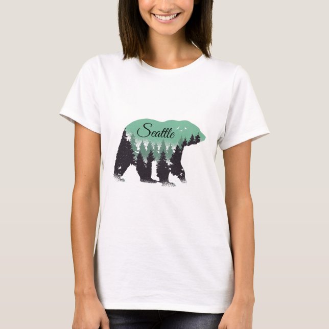 Seattle Bear Forest T Shirt (Framsida)