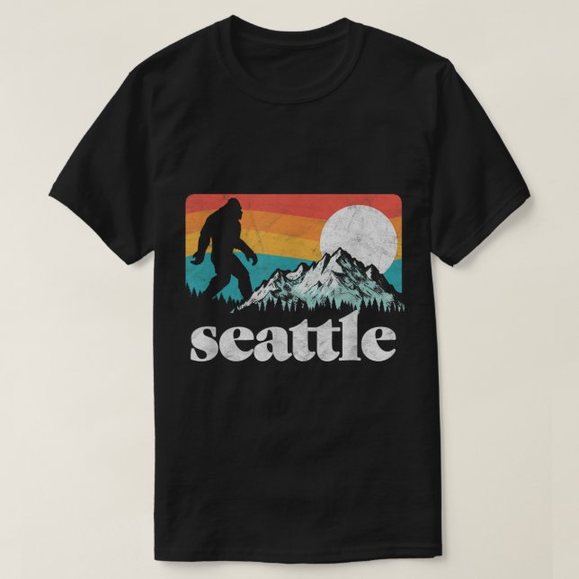 Seattle Bigfoot Retro Mountain Design T Shirt (Design framsida)