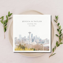 Seattle Bröllop Anpassningsbar Cocktail Napkins Pappersservett