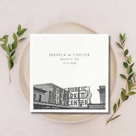 Seattle Bröllop Anpassningsbar Photo Cocktail Napk Pappersservett