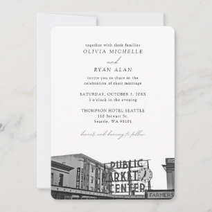 Seattle Bröllop Anpassningsbar Pikes Ställe Photo Inbjudningar