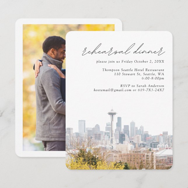 Seattle Bröllop Kerry Park Skyline Rehearsal Tilläggskort (Fram/baksida)