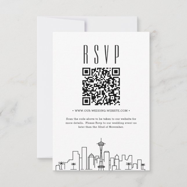 Seattle Bröllop QR-OSA Inbjudningar (Framsida)