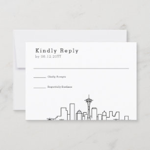 Seattle Bröllop Stylized Skyline OSA Kort