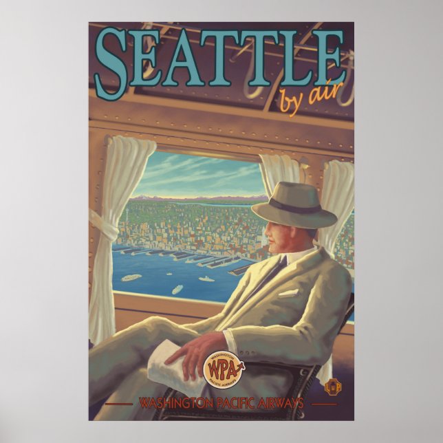 Seattle by Luft - Washington Travel Poster (Framsidan)