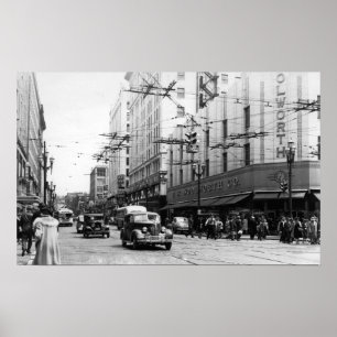 Seattle centra för WA-gataplats fotograferar Poster