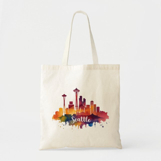 Seattle City akvarell Siluett Tygkasse (Framsidan)