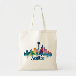 Seattle City akvarell Siluett Tygkasse