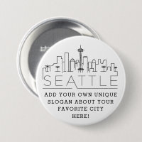 Seattle City Skyline | Anpassningsbar Slogan Butto