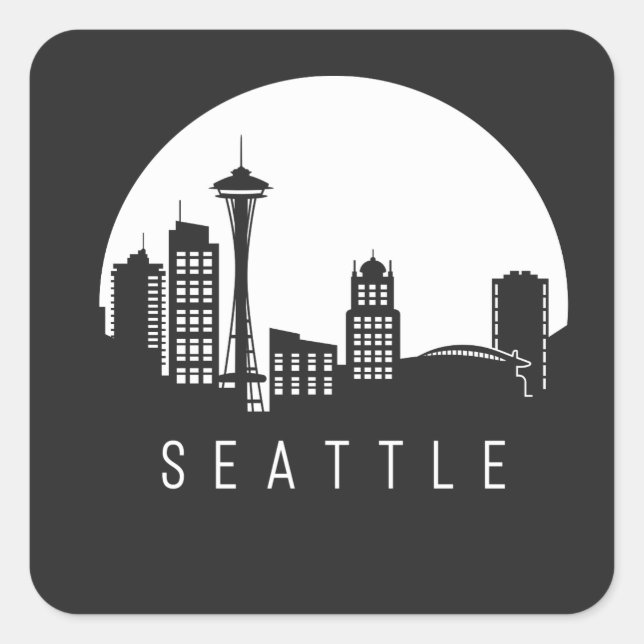 Seattle City Skyline Fyrkantigt Klistermärke (Framsida)
