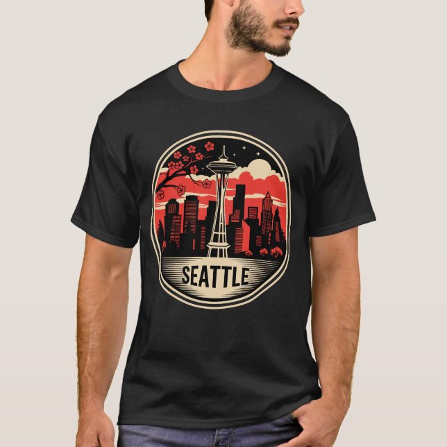 Seattle City Washington USA T Shirt (Framsida)